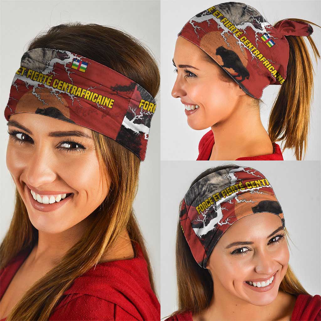Central African Republic Neck Gaiter with Red Black Nature Design and Buffalo Pattern TS04