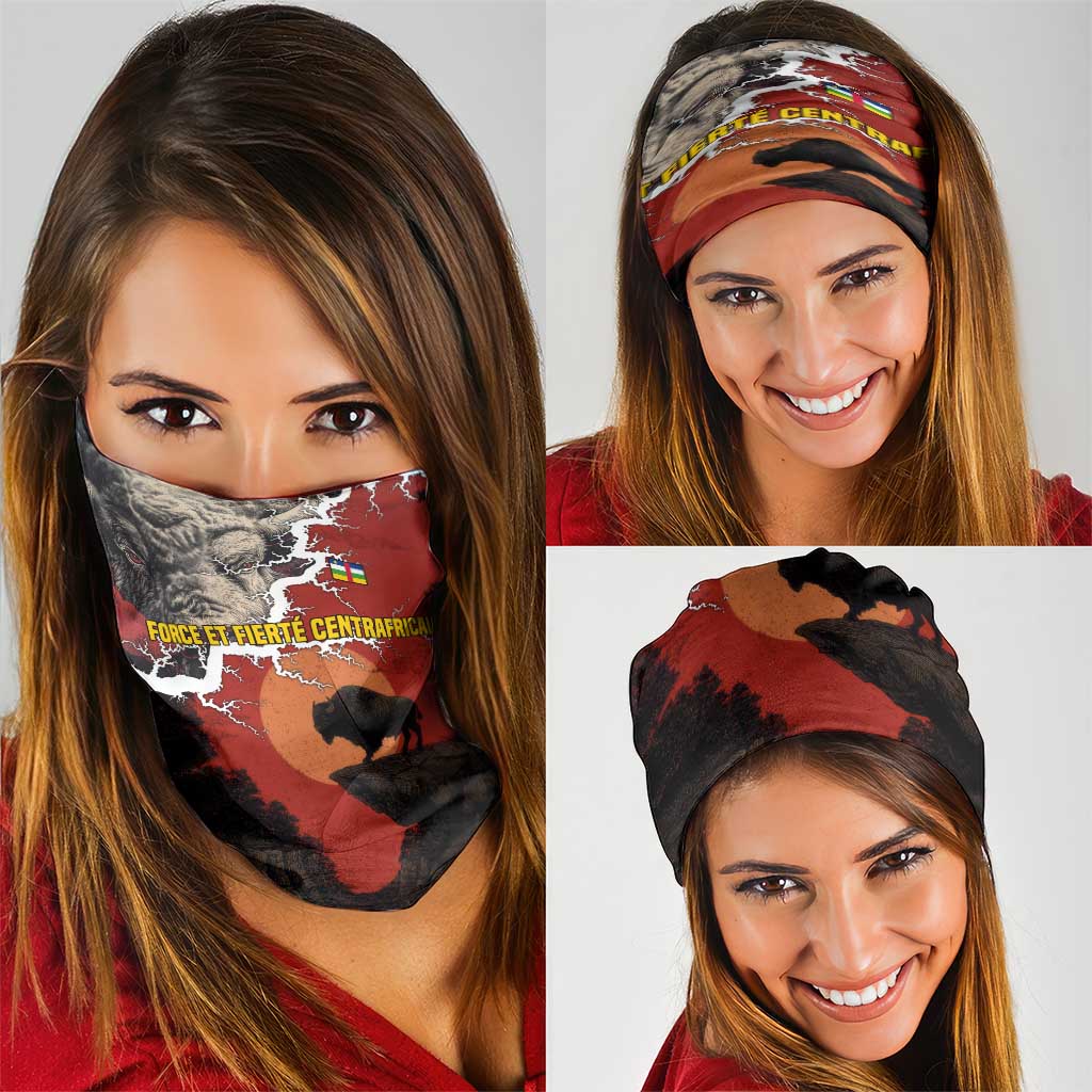 Central African Republic Neck Gaiter with Red Black Nature Design and Buffalo Pattern TS04