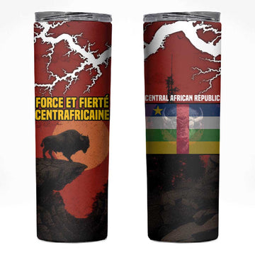 Central African Republic Skinny Tumbler Red Black Nature Design and Buffalo TS04