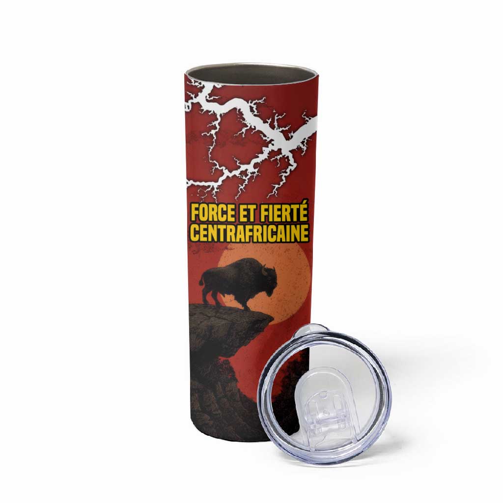Central African Republic Skinny Tumbler Red Black Nature Design and Buffalo TS04