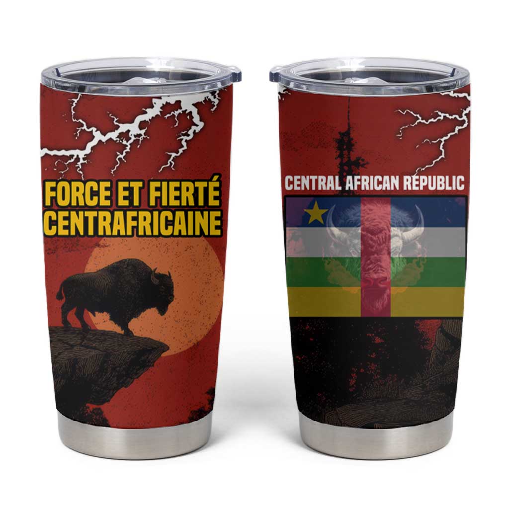 Central African Republic Tumbler Cup Red Black Nature Design and Buffalo TS04