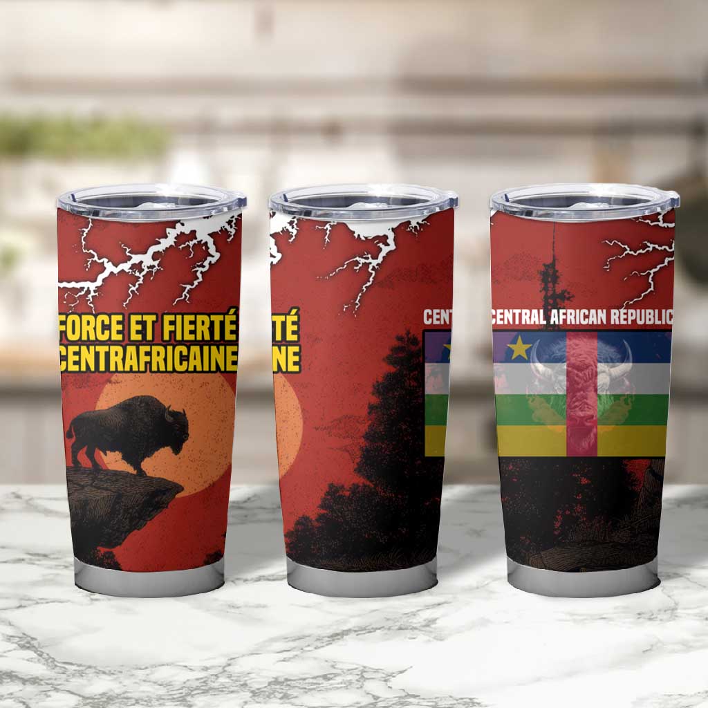 Central African Republic Tumbler Cup Red Black Nature Design and Buffalo TS04