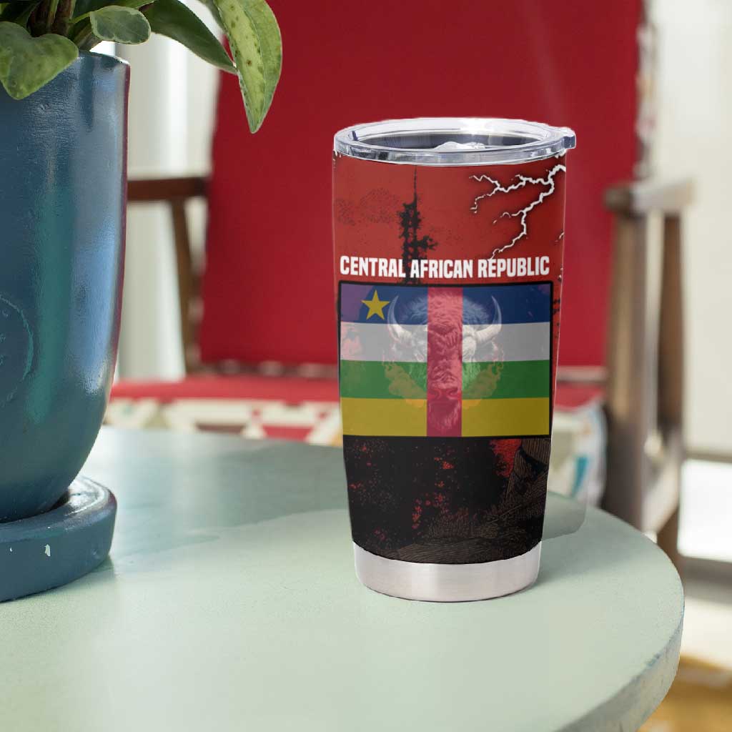 Central African Republic Tumbler Cup Red Black Nature Design and Buffalo TS04