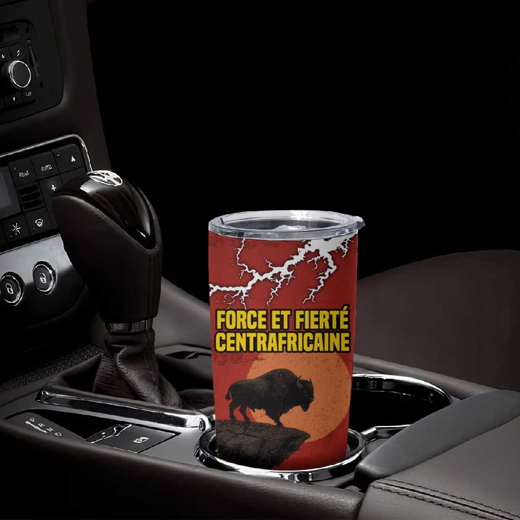 Central African Republic Tumbler Cup Red Black Nature Design and Buffalo TS04