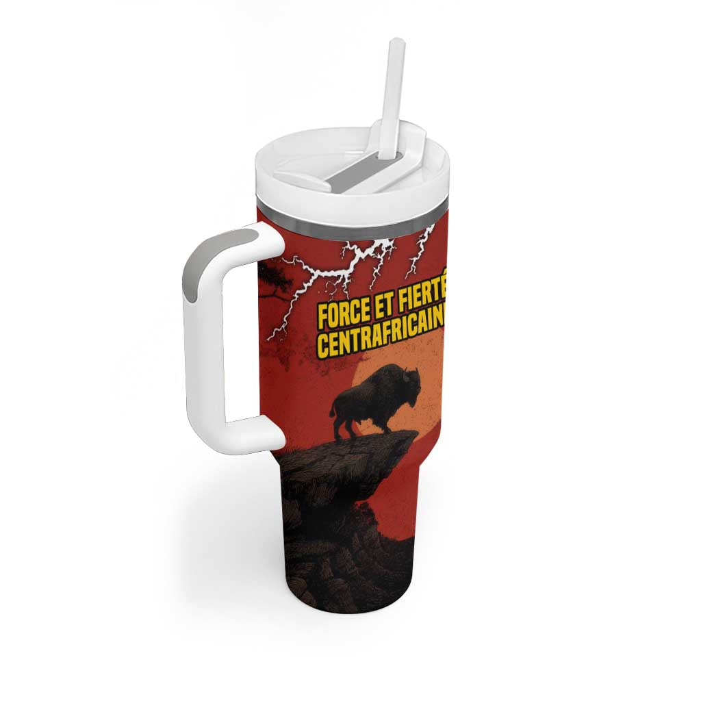Central African Republic Tumbler With Handle Red Black Nature Design and Buffalo TS04