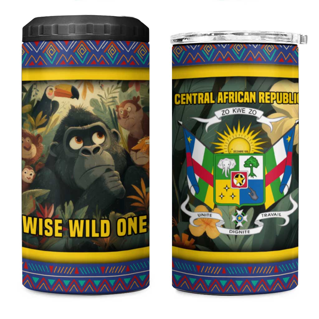 Central African Republic 4 in 1 Can Cooler Tumbler Jungle Animal TS04