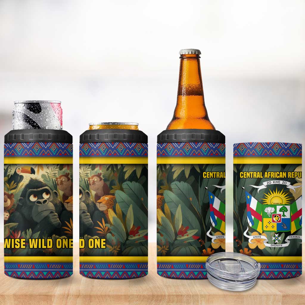 Central African Republic 4 in 1 Can Cooler Tumbler Jungle Animal TS04