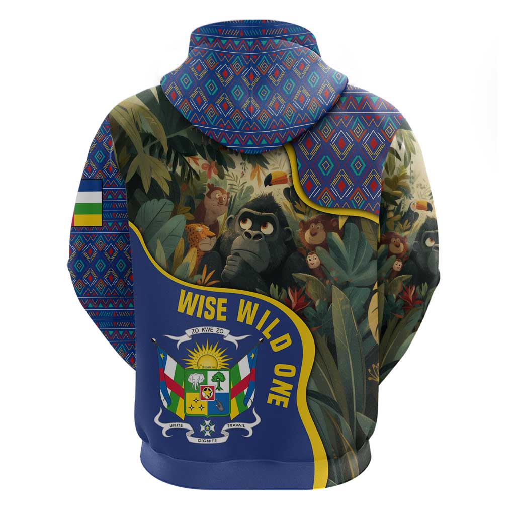 Central African Republic Hoodie with Jungle Animal Design and National Emblem Pattern TS04