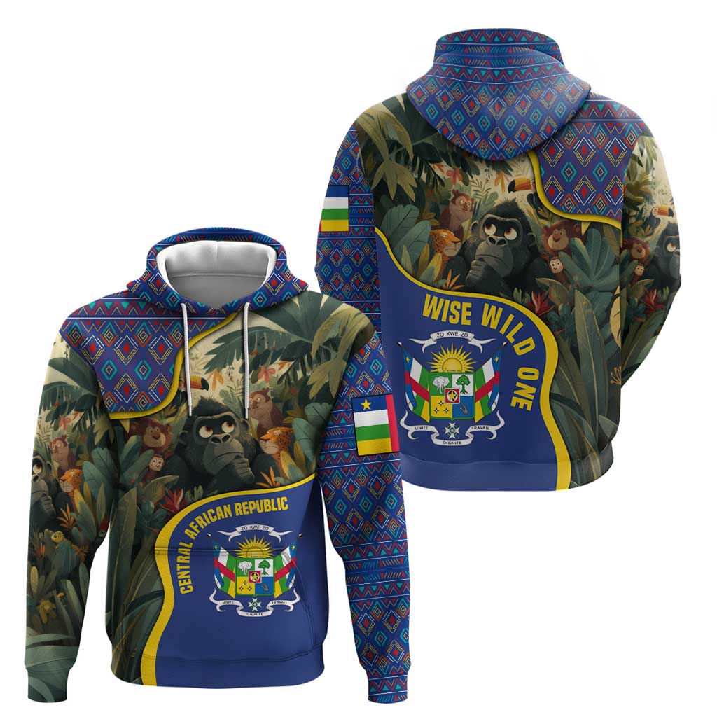 Central African Republic Hoodie with Jungle Animal Design and National Emblem Pattern TS04