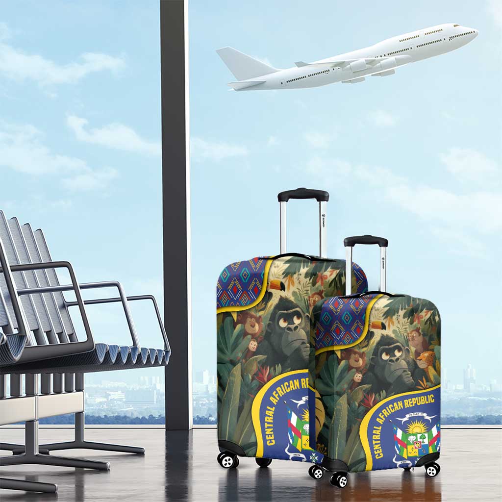 Central African Republic Luggage Cover with Jungle Animal Design and National Emblem Pattern TS04
