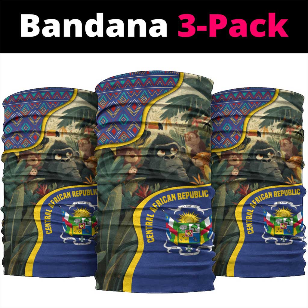 Central African Republic Neck Gaiter with Jungle Animal Design and National Emblem Pattern TS04