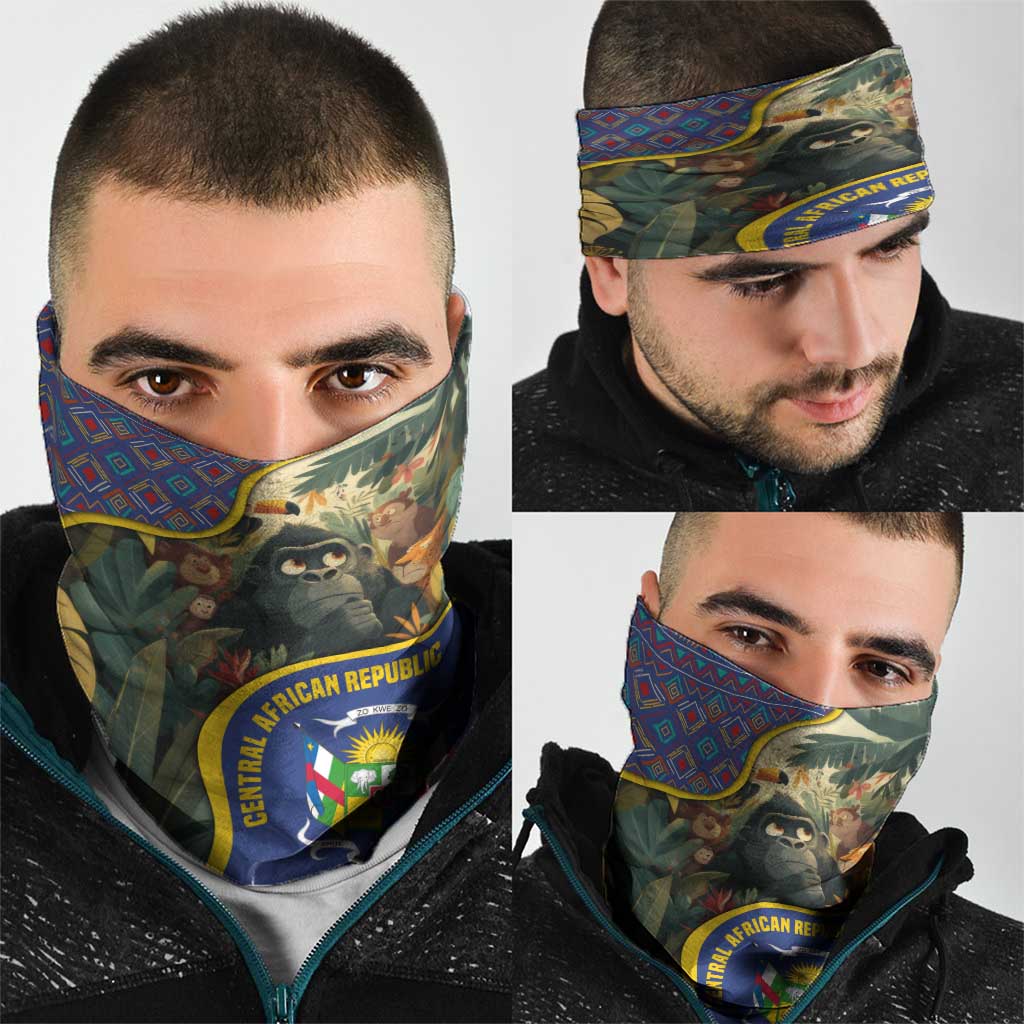 Central African Republic Neck Gaiter with Jungle Animal Design and National Emblem Pattern TS04