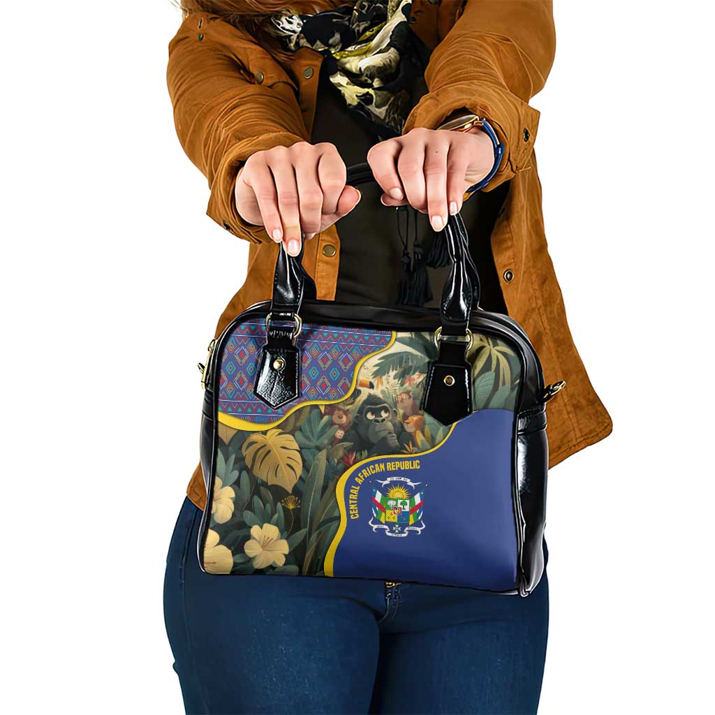 Central African Republic Shoulder Handbag with Jungle Animal Design and National Emblem Pattern TS04