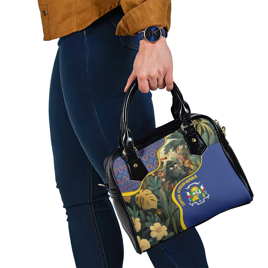 Central African Republic Shoulder Handbag with Jungle Animal Design and National Emblem Pattern TS04