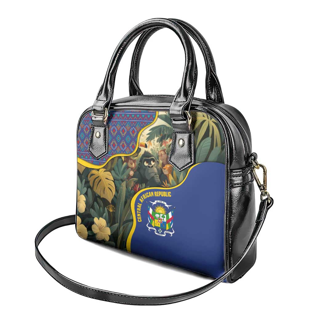 Central African Republic Shoulder Handbag with Jungle Animal Design and National Emblem Pattern TS04