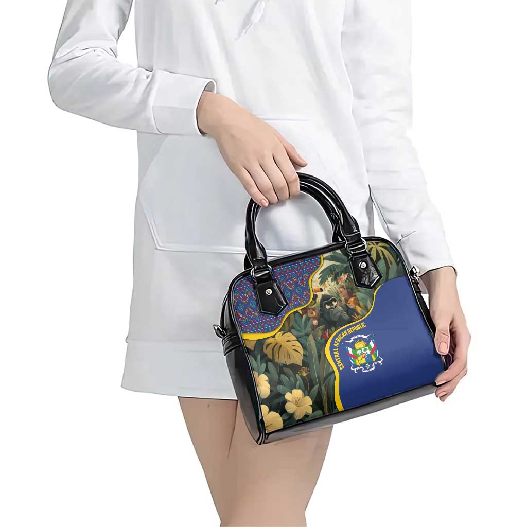 Central African Republic Shoulder Handbag with Jungle Animal Design and National Emblem Pattern TS04