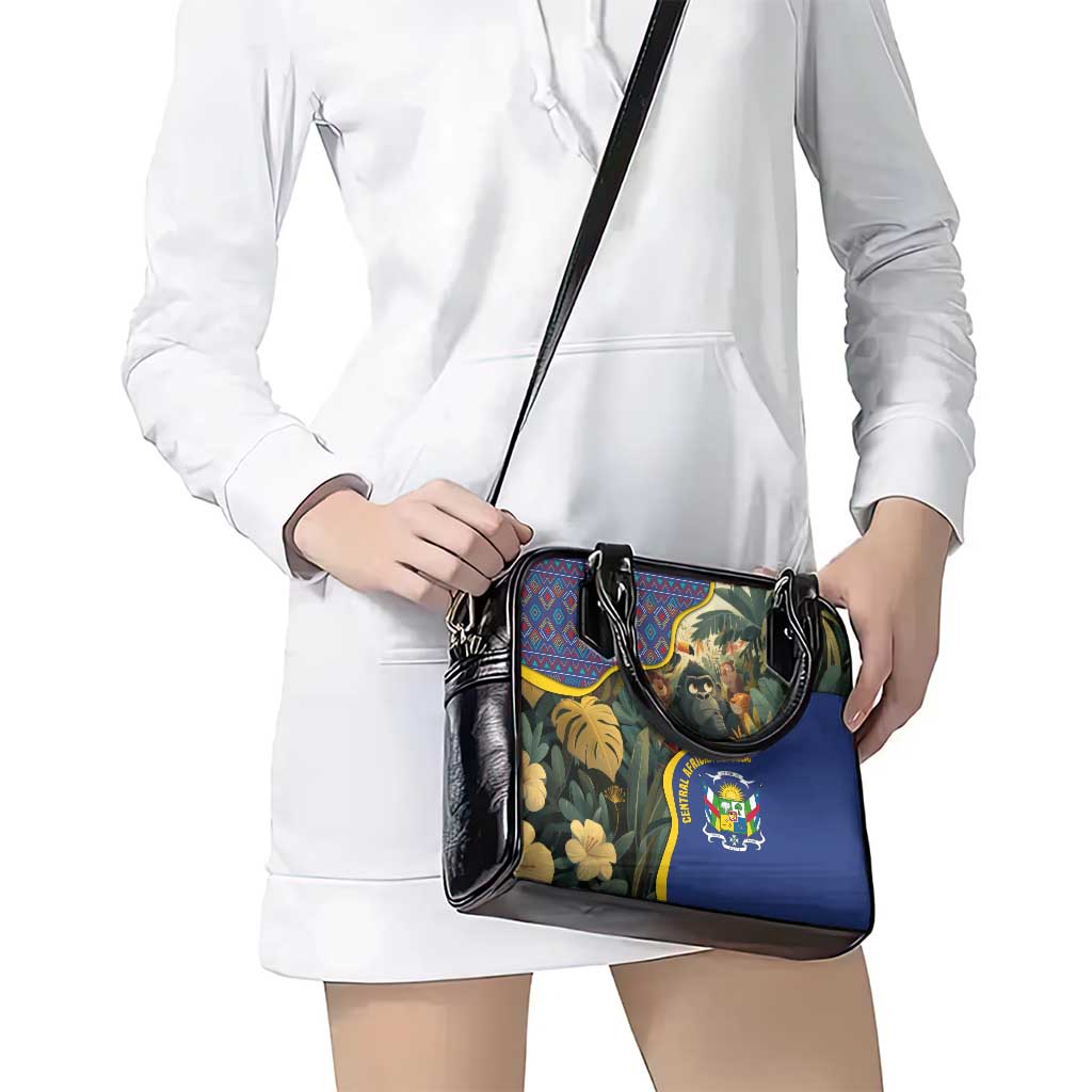 Central African Republic Shoulder Handbag with Jungle Animal Design and National Emblem Pattern TS04