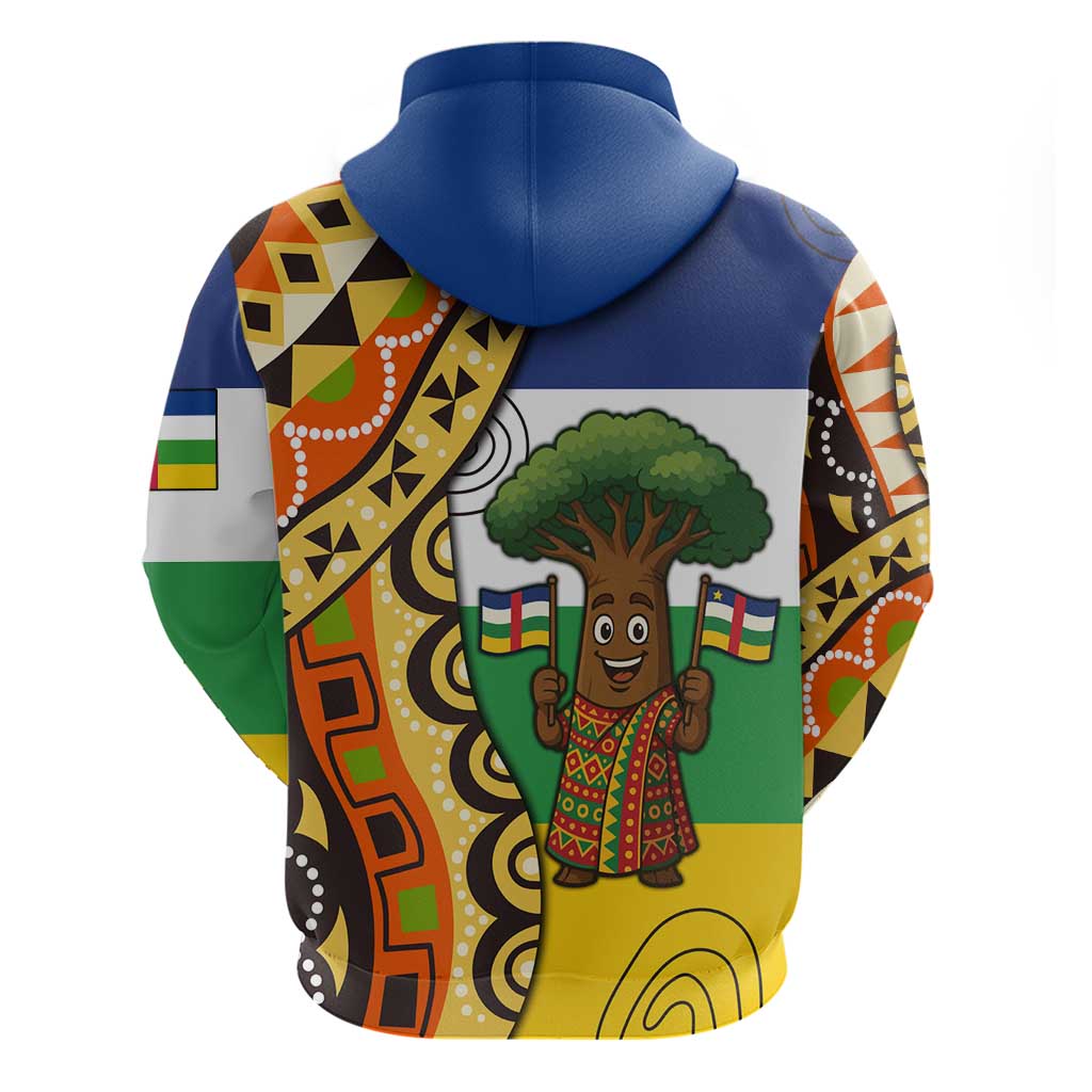 Central African Republic Hoodie with Cartoon Baobab Design and Flag Pattern TS04