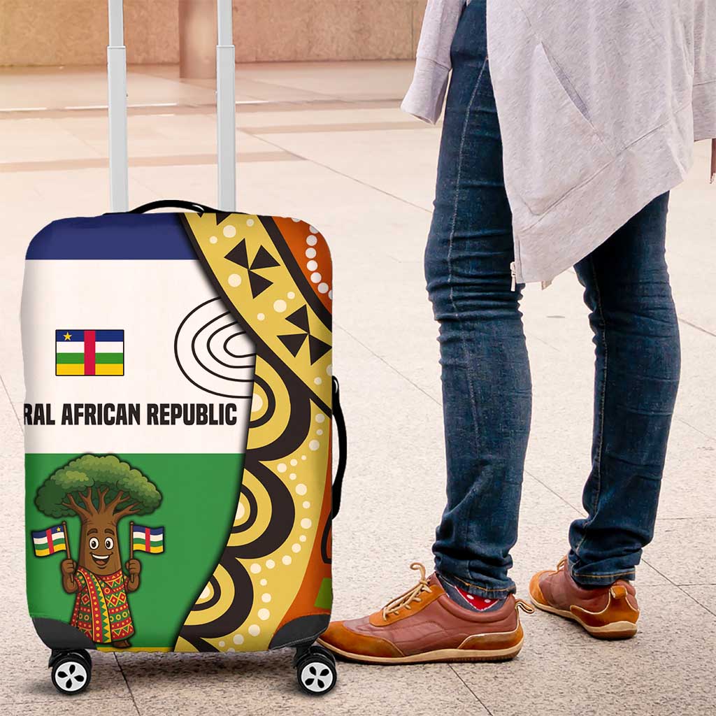 Central African Republic Luggage Cover with Cartoon Baobab Design and Flag Pattern TS04