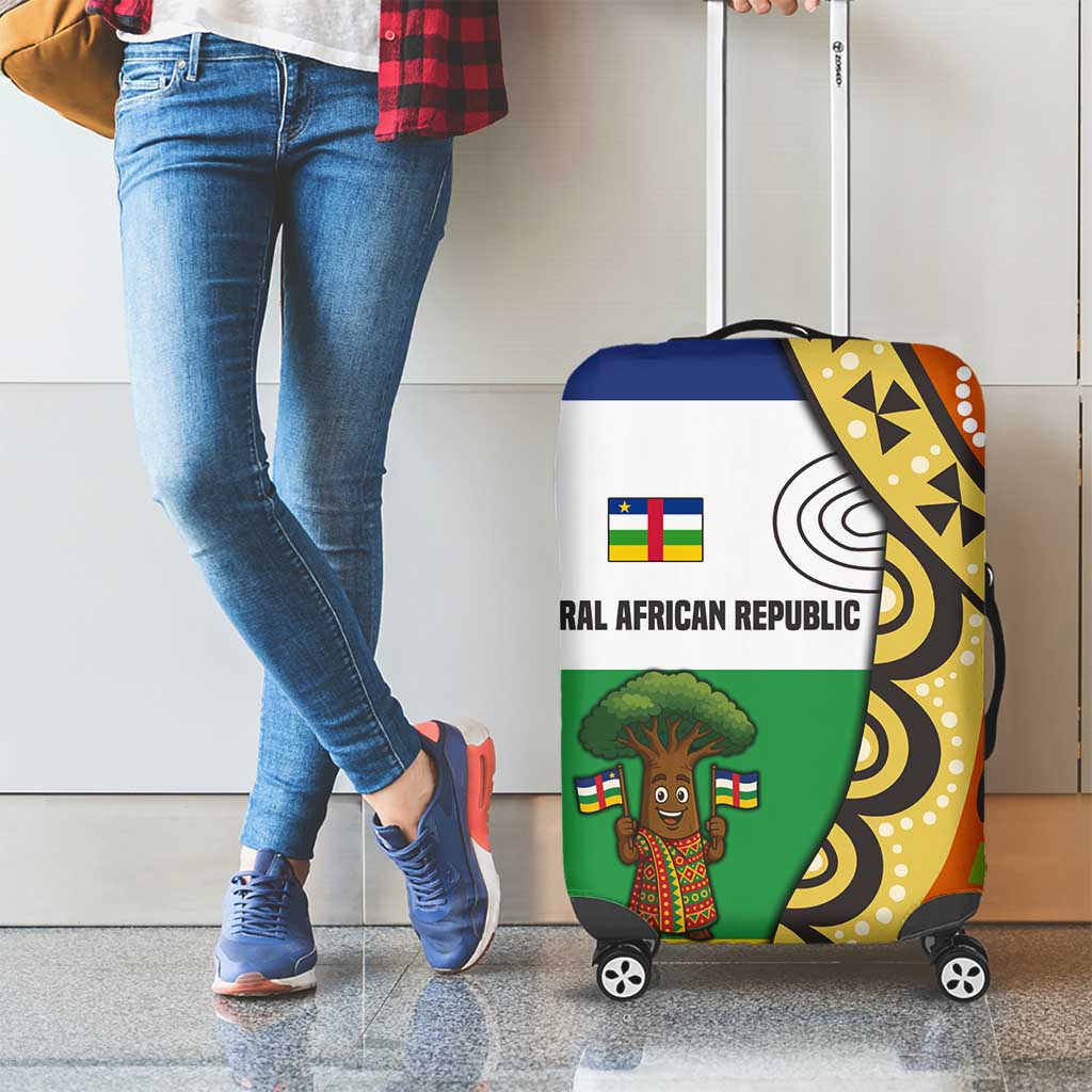 Central African Republic Luggage Cover with Cartoon Baobab Design and Flag Pattern TS04