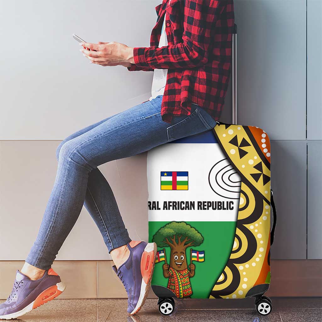 Central African Republic Luggage Cover with Cartoon Baobab Design and Flag Pattern TS04
