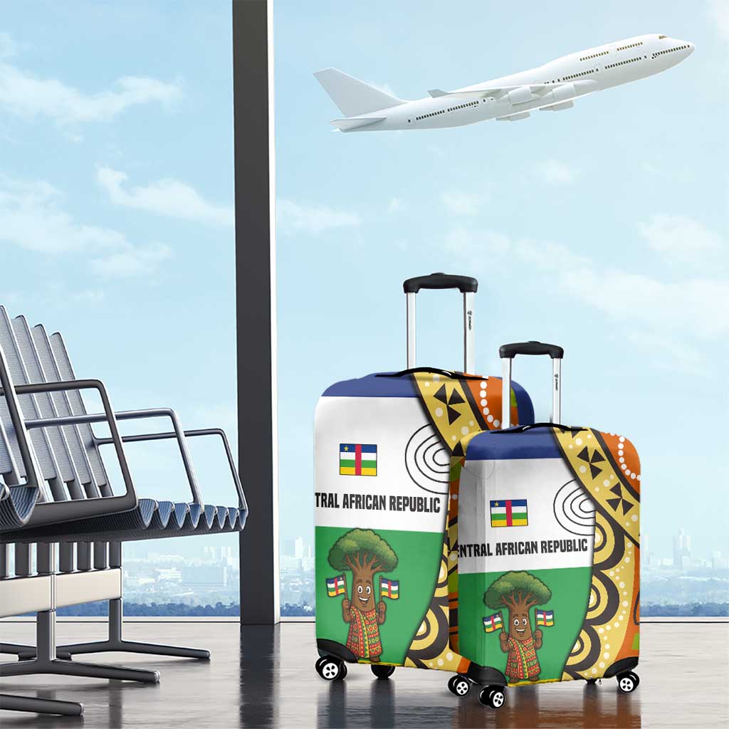 Central African Republic Luggage Cover with Cartoon Baobab Design and Flag Pattern TS04