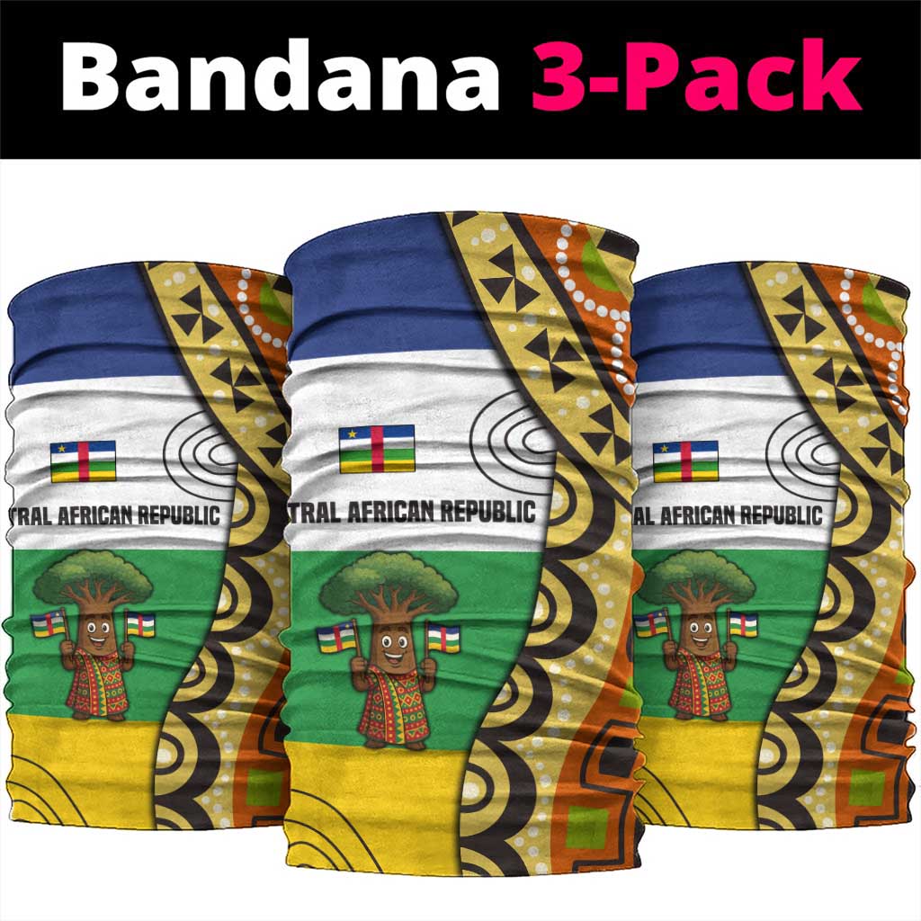Central African Republic Neck Gaiter with Cartoon Baobab Design and Flag Pattern TS04