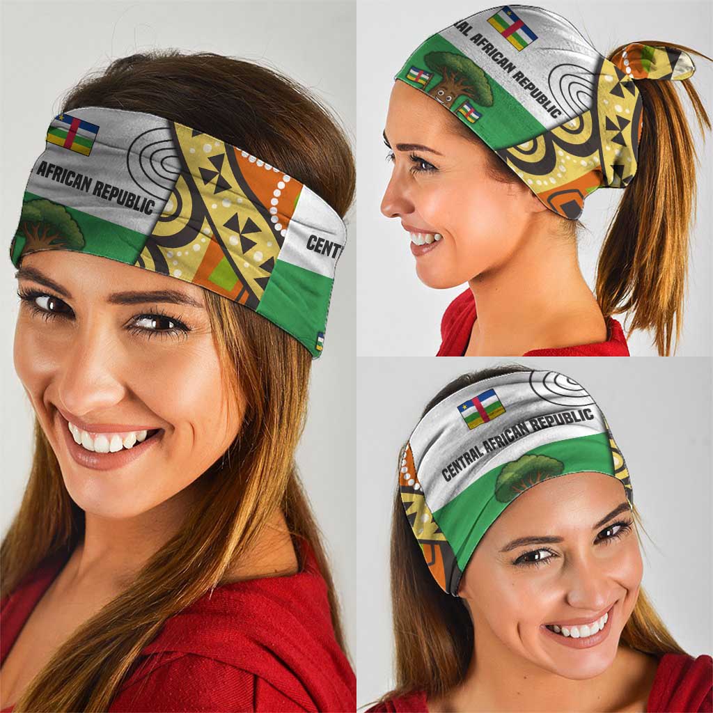 Central African Republic Neck Gaiter with Cartoon Baobab Design and Flag Pattern TS04