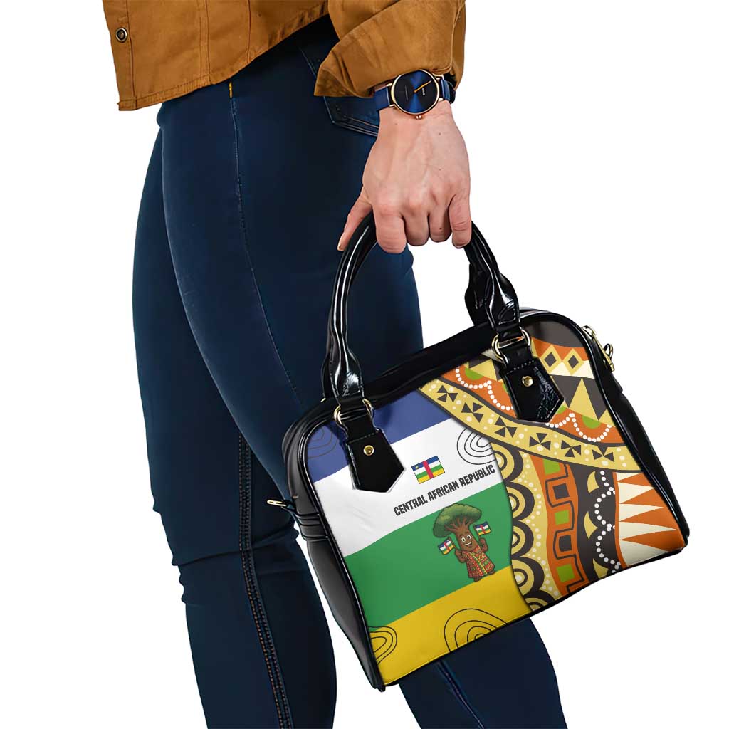 Central African Republic Shoulder Handbag with Cartoon Baobab Design and Flag Pattern TS04