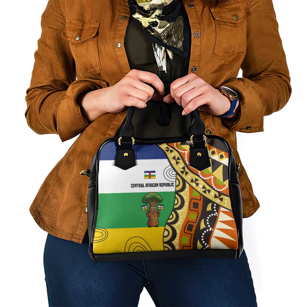 Central African Republic Shoulder Handbag with Cartoon Baobab Design and Flag Pattern TS04
