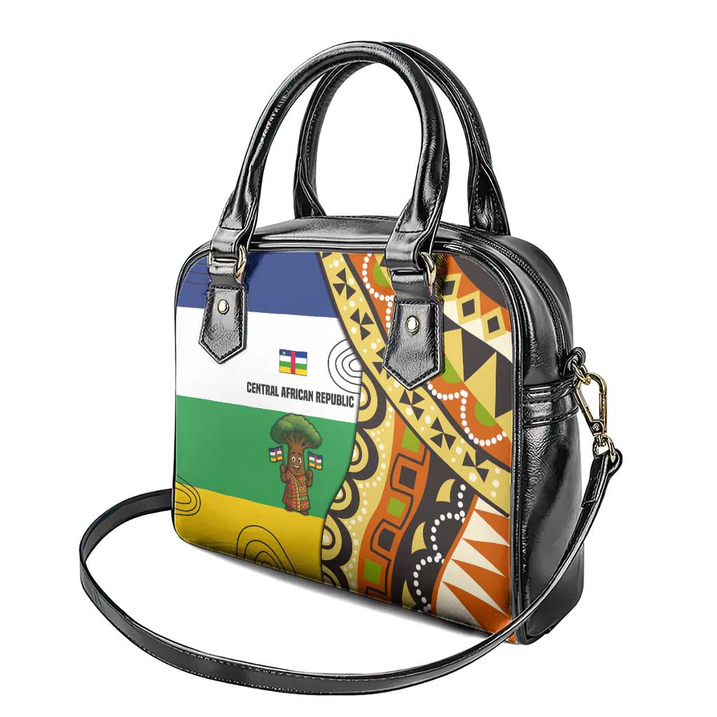 Central African Republic Shoulder Handbag with Cartoon Baobab Design and Flag Pattern TS04