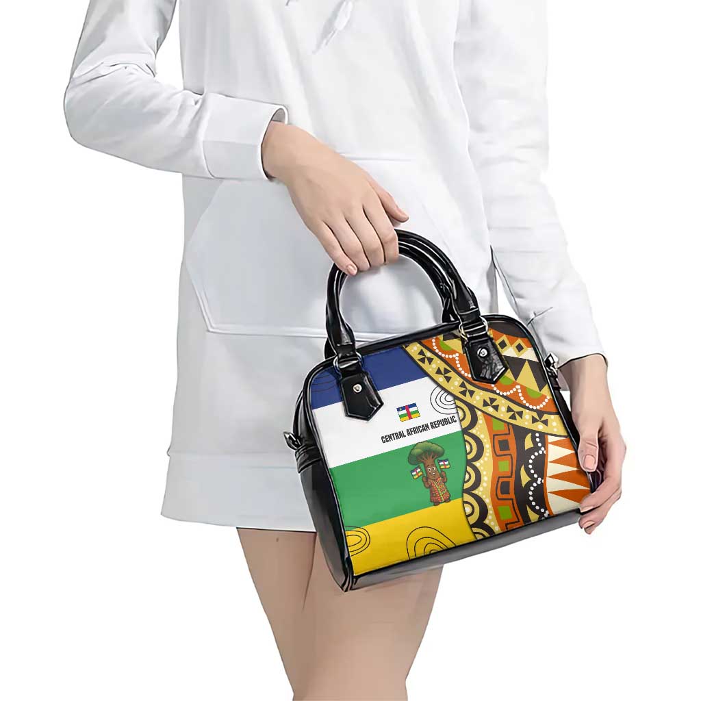 Central African Republic Shoulder Handbag with Cartoon Baobab Design and Flag Pattern TS04