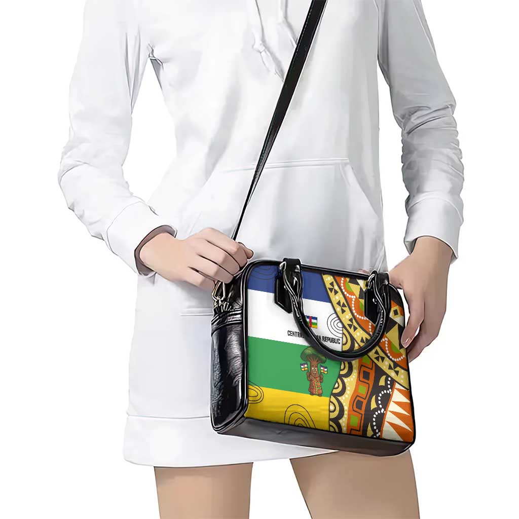 Central African Republic Shoulder Handbag with Cartoon Baobab Design and Flag Pattern TS04