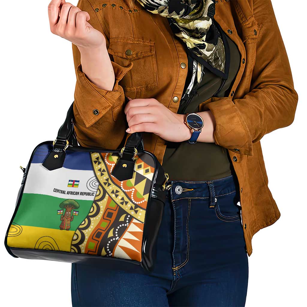 Central African Republic Shoulder Handbag with Cartoon Baobab Design and Flag Pattern TS04