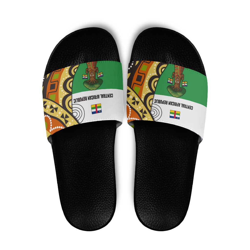Central African Republic Slide Sandals with Cartoon Baobab Design and Flag Pattern TS04