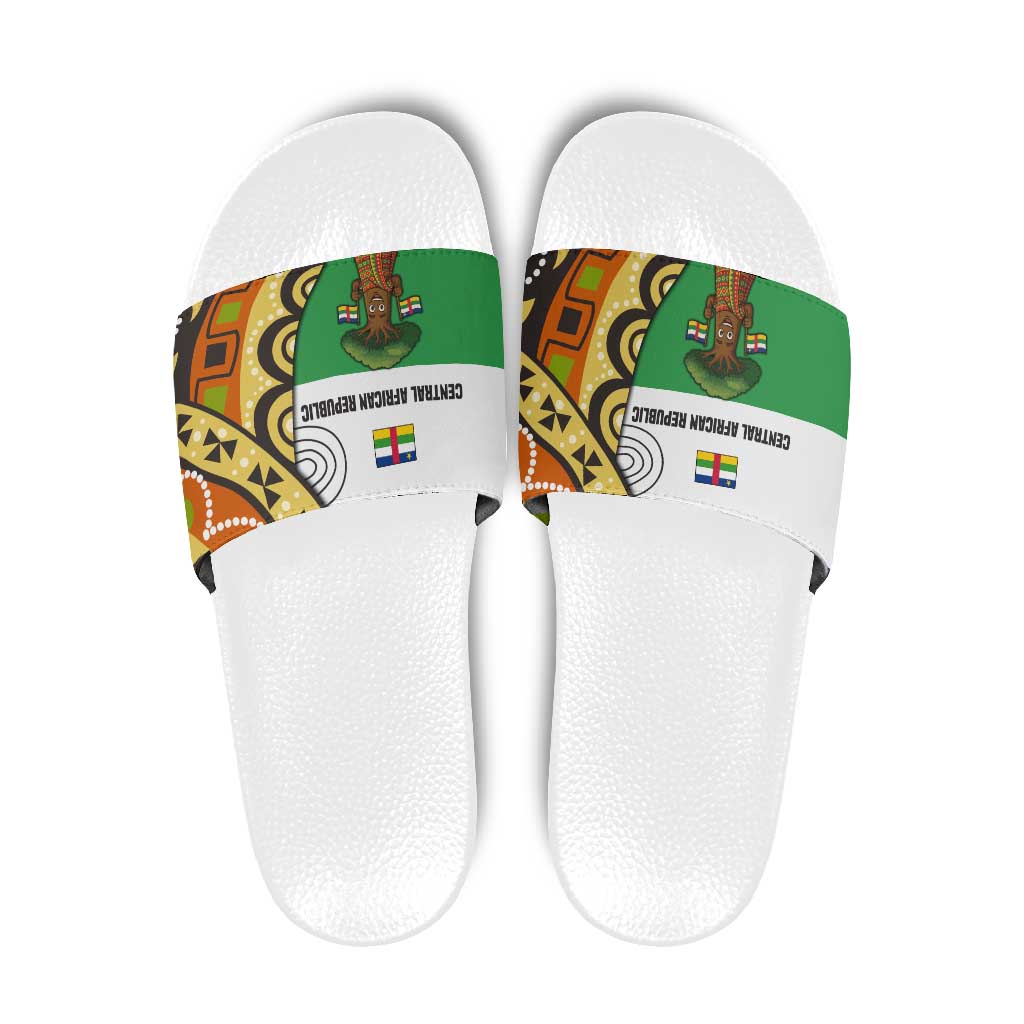 Central African Republic Slide Sandals with Cartoon Baobab Design and Flag Pattern TS04