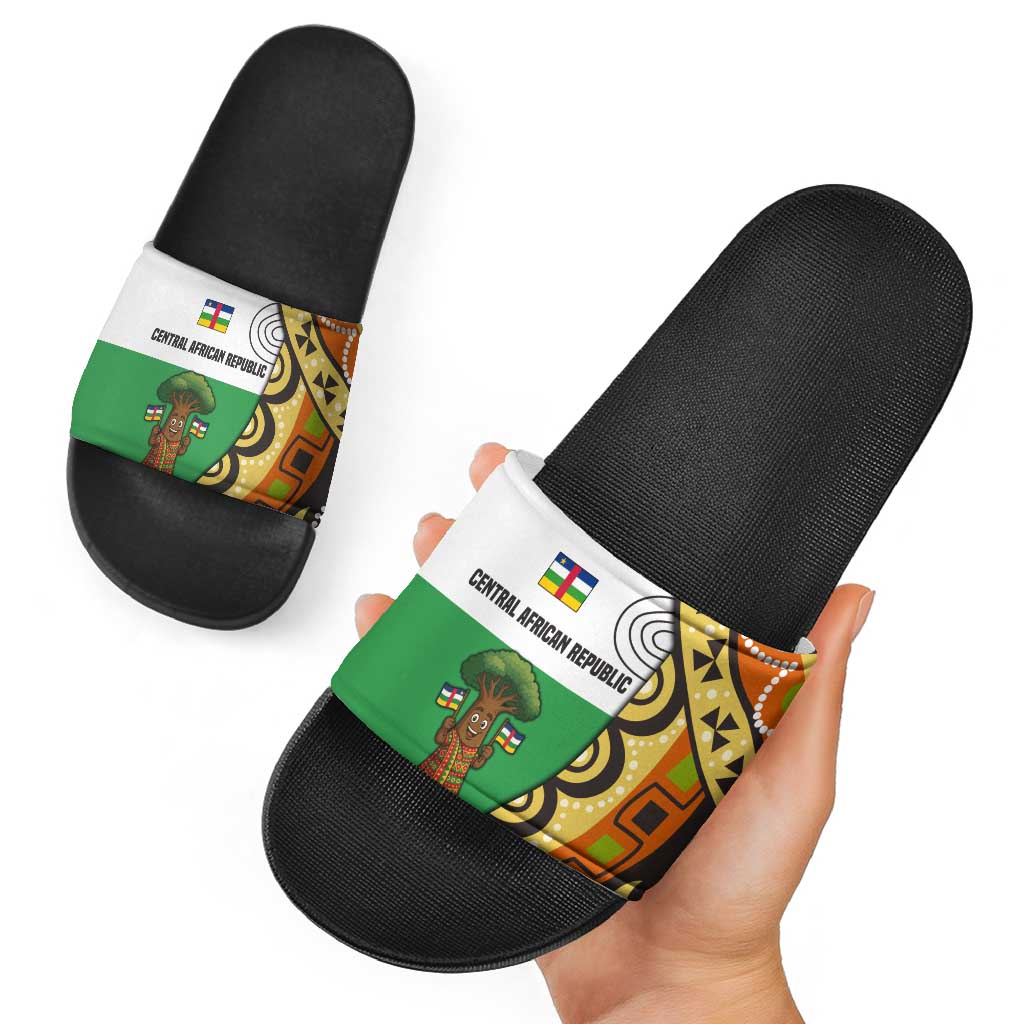 Central African Republic Slide Sandals with Cartoon Baobab Design and Flag Pattern TS04