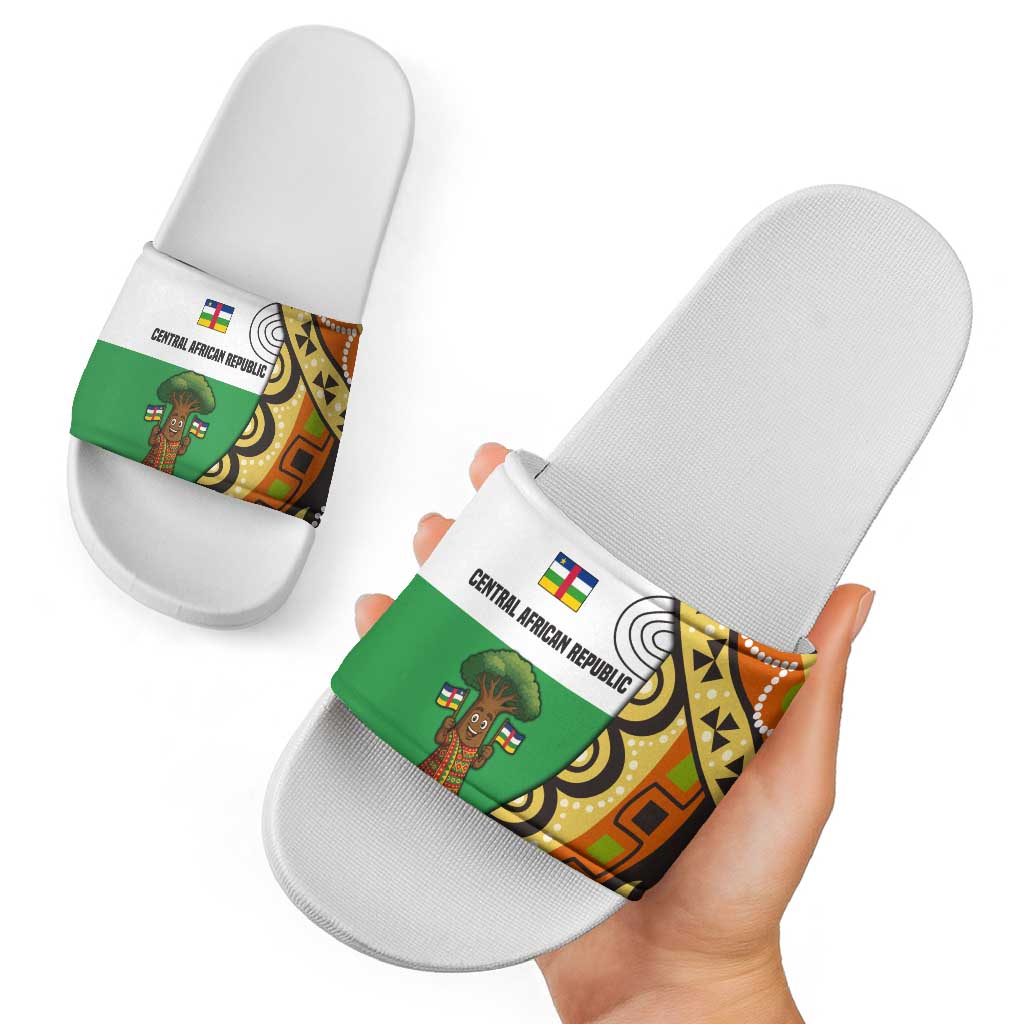 Central African Republic Slide Sandals with Cartoon Baobab Design and Flag Pattern TS04