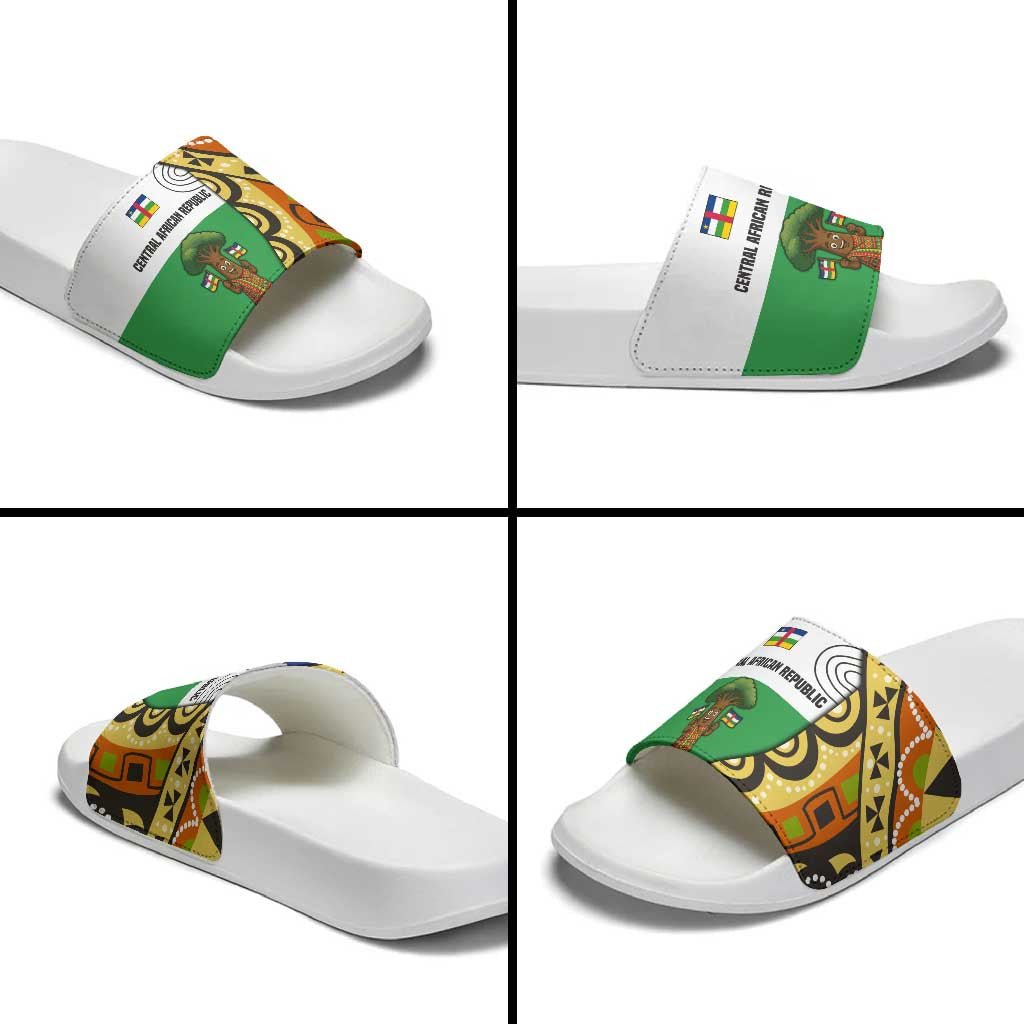 Central African Republic Slide Sandals with Cartoon Baobab Design and Flag Pattern TS04