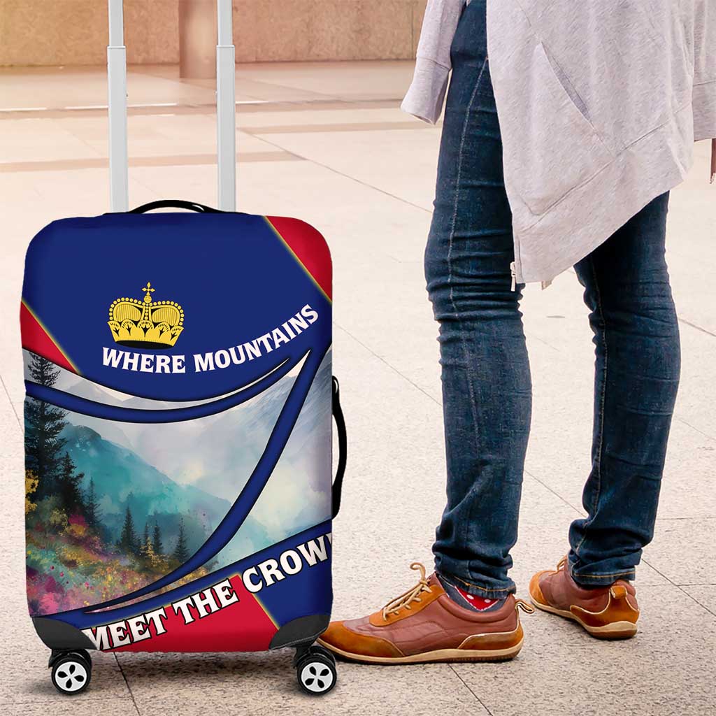 Liechtenstein Luggage Cover with Red Blue Mountain Landscape Design and Crown Emblem TS04
