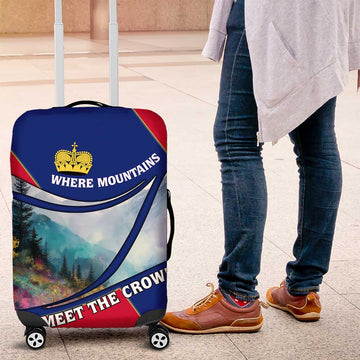 Liechtenstein Luggage Cover with Red Blue Mountain Landscape Design and Crown Emblem TS04