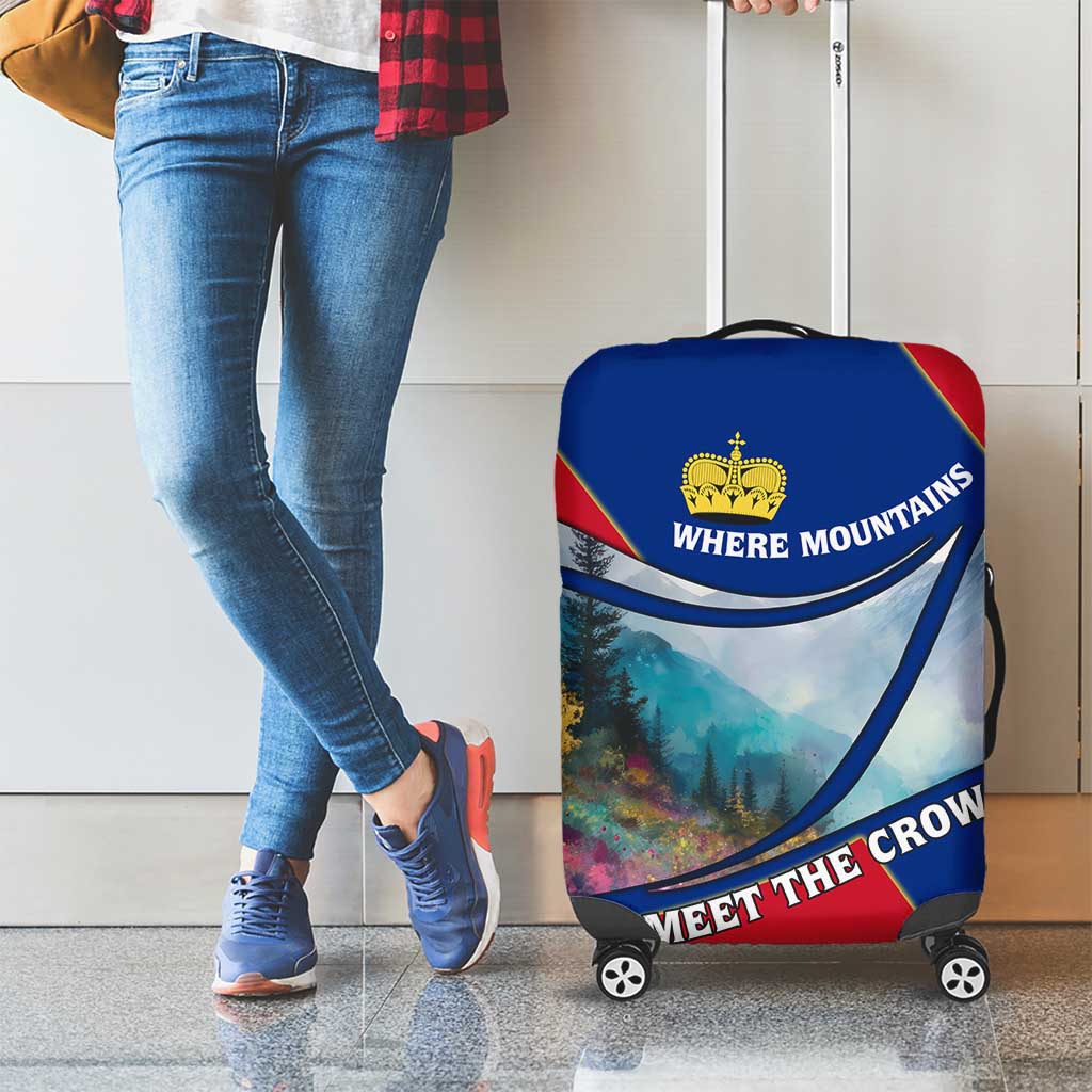 Liechtenstein Luggage Cover with Red Blue Mountain Landscape Design and Crown Emblem TS04