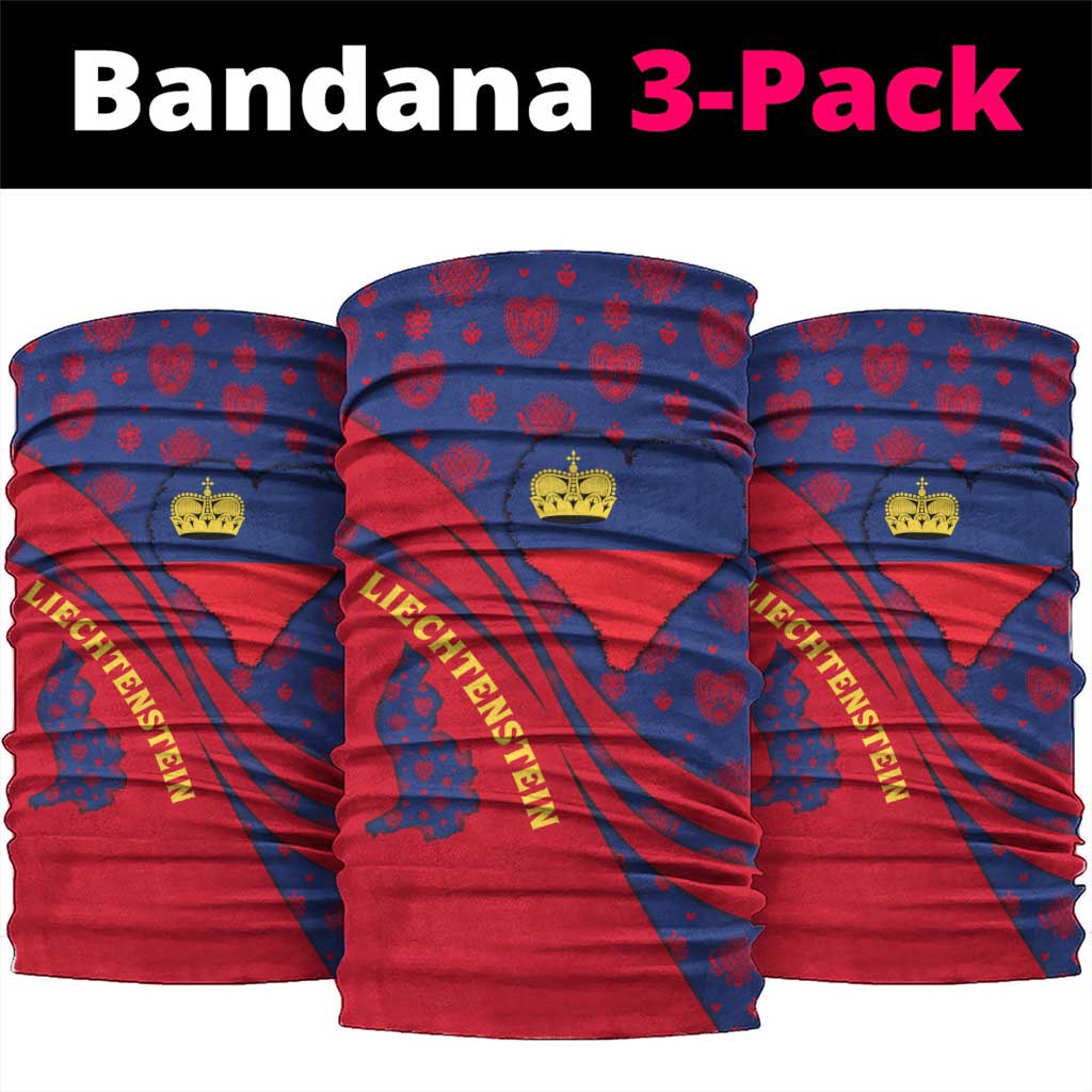 Liechtenstein Neck Gaiter with Red Blue Heart Design and Royal Coat of Arms Pattern TS04