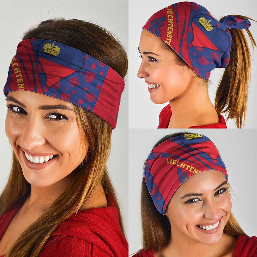 Liechtenstein Neck Gaiter with Red Blue Heart Design and Royal Coat of Arms Pattern TS04