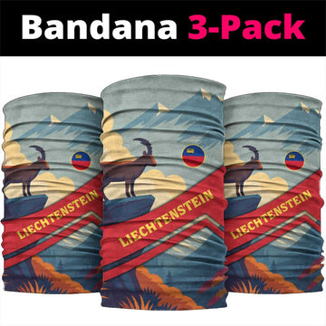 Liechtenstein Neck Gaiter with Mountain Goat Landscape Design and Red Blue Alps TS04