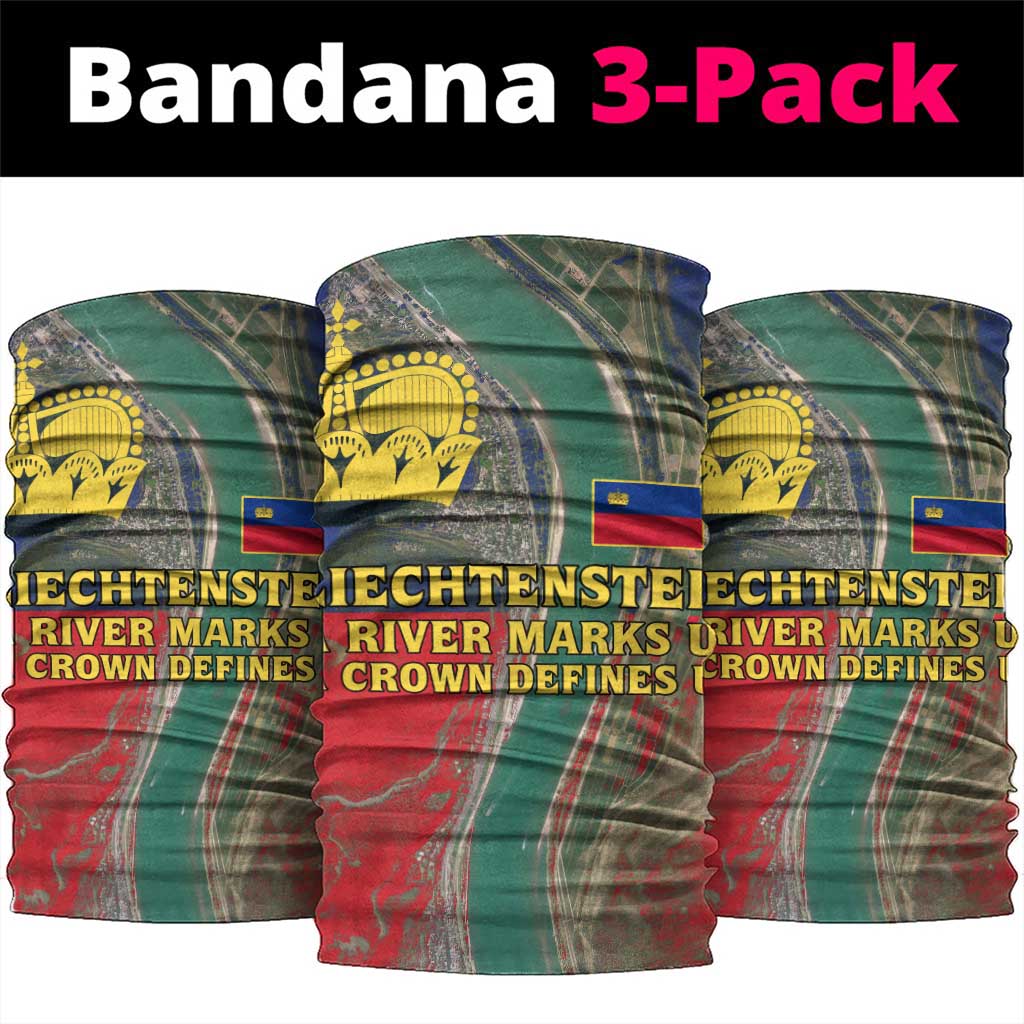 Liechtenstein Neck Gaiter with Red Blue Aerial River Design and Yellow Crown Emblem TS04
