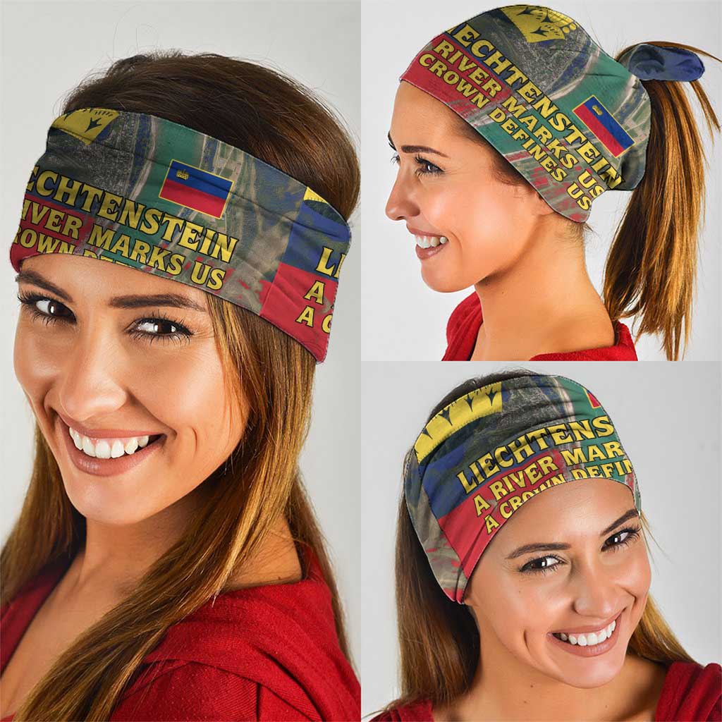 Liechtenstein Neck Gaiter with Red Blue Aerial River Design and Yellow Crown Emblem TS04