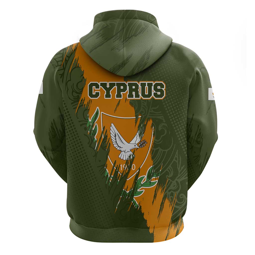 Cyprus Hoodie with Green Orange Brushstroke Design and National Emblem TS04