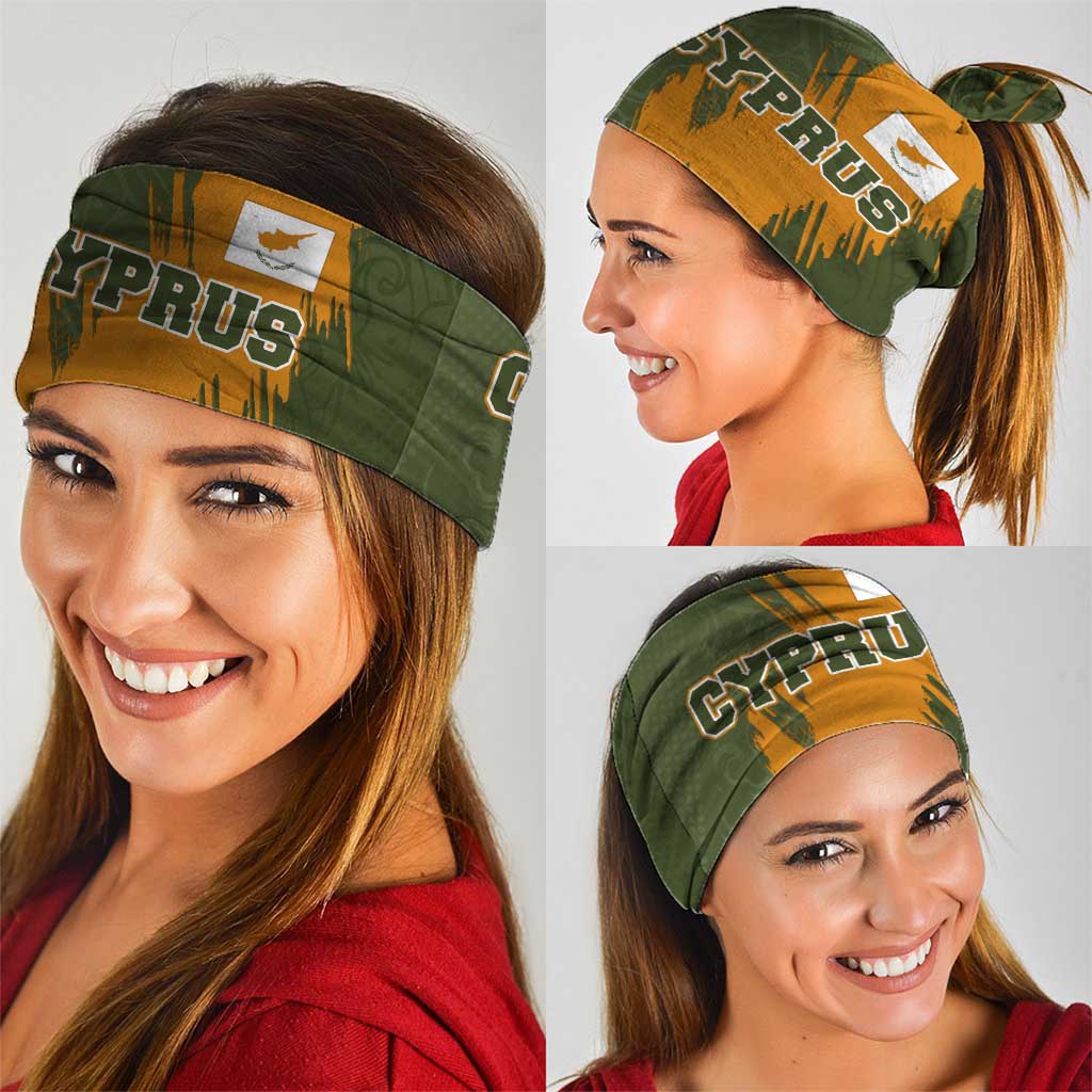 Cyprus Neck Gaiter with Green Orange Brushstroke Design and National Emblem TS04