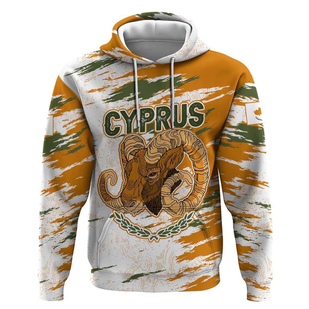 Cyprus Hoodie with Mouflon Illustration Design and National Laurel TS04